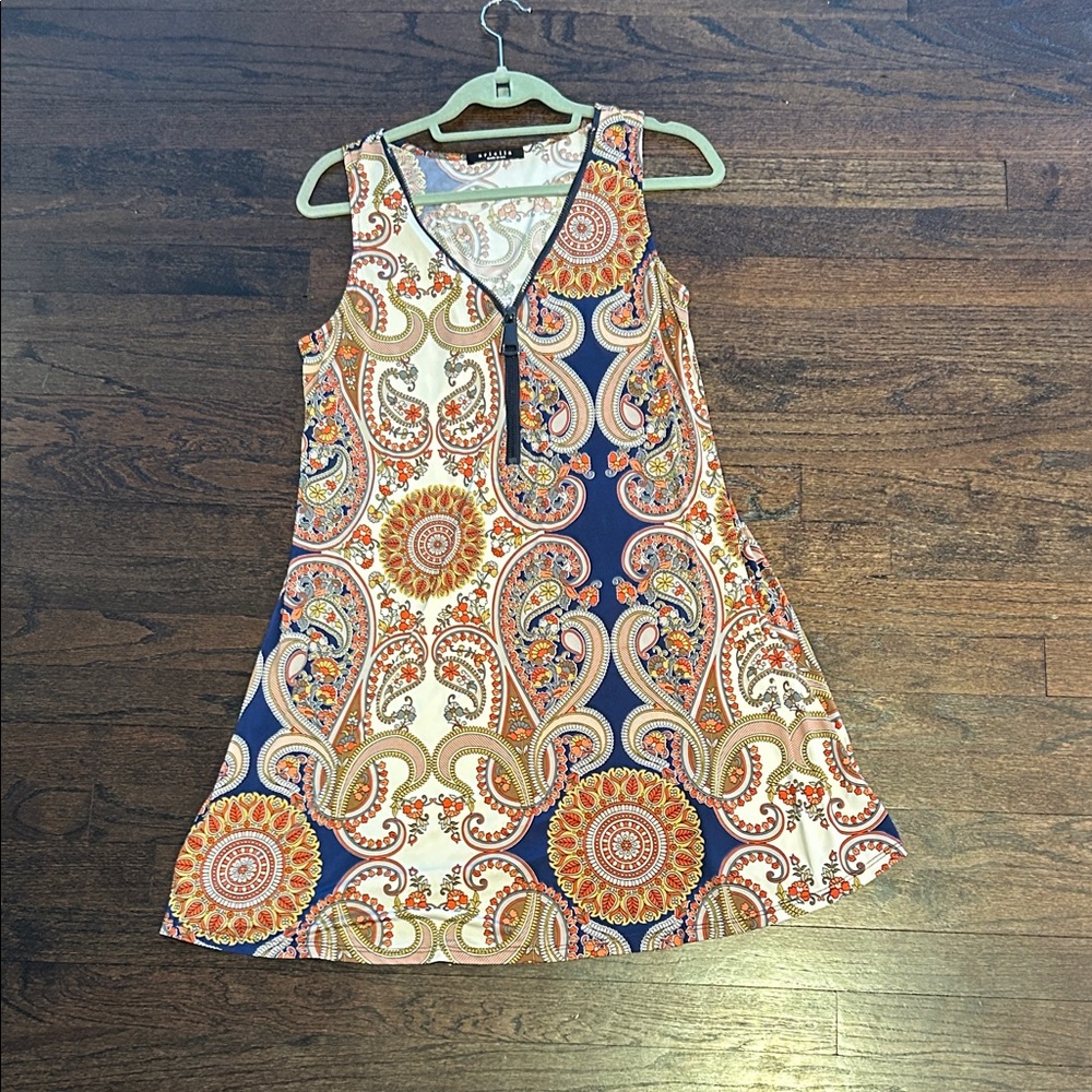 Ariella Women’s Multicolor Paisley Sleeveless Dress with Zipper